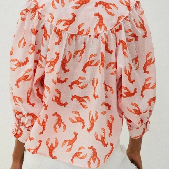 Anthropologie Whimsy Lobster Print Button Down Shirt - Picture 13 of 15